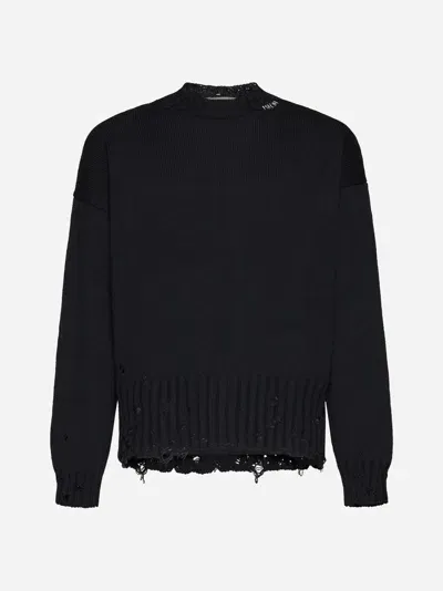 Marni Logo Cotton Sweater In Black