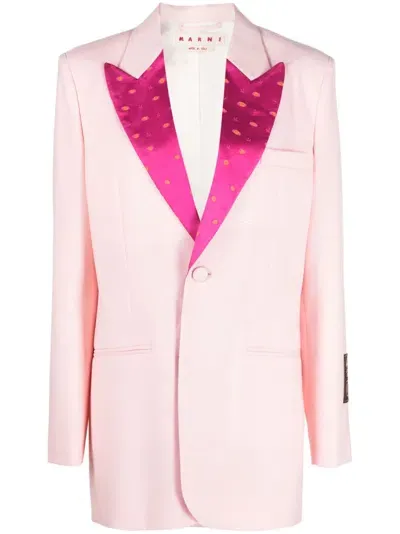 Marni Peak-lapel Single-breasted Blazer In Pink