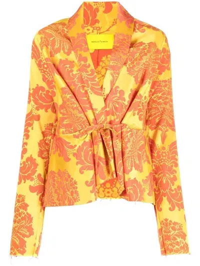 Marques' Almeida Floral Print Tie-front Jacket In Yellow