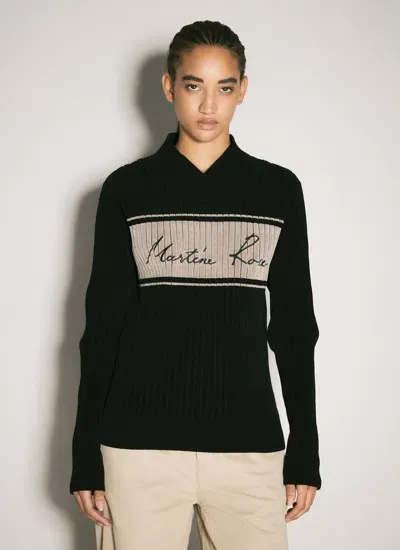 Martine Rose Women Chenille V-neck Sweater In Black