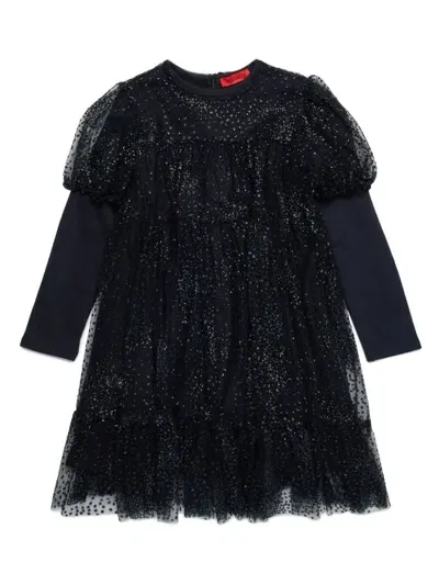 Max & Co Kids' Sequin-embellished Knitted Dress In Black