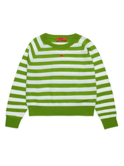 Max & Co Kids' Striped Knitted Jumper In Green