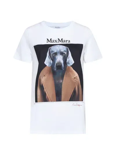 Max Mara Graphic Printed Crewneck T-shirt In Camel