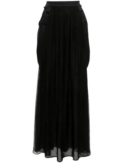 Max Mara Jedy Chiffon Maxi Skirt In Black