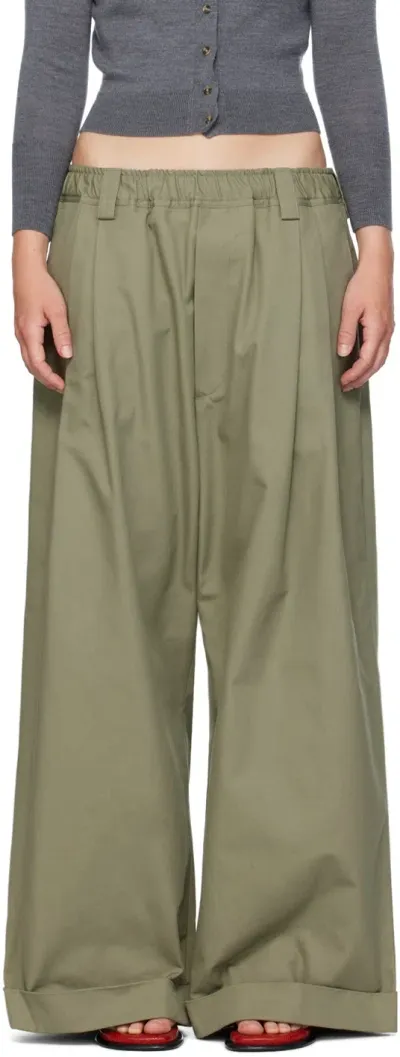 Meryll Rogge Green Drawstring Chino Trousers In Olive Green