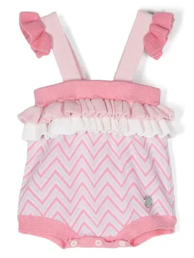 Missoni Babies' Zigzag Bodysuit In Pink