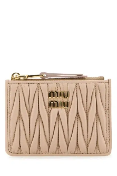 Miu Miu Woman Powder Pink Nappa Leather Card Holder