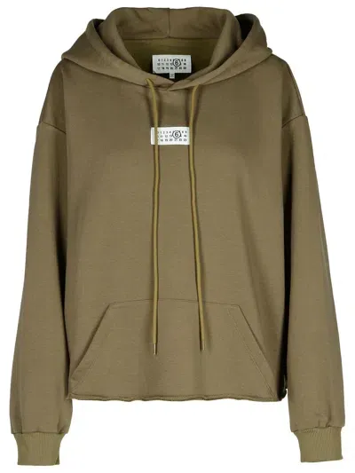 Mm6 Maison Margiela Green Cotton Blend Sweatshirt In Brown