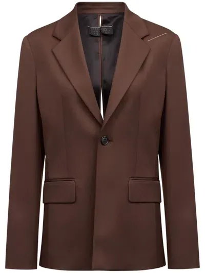 Mm6 Maison Margiela Single-stitch Blazer In Brown