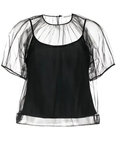 Molly Goddard Semi-sheer Overlay Top In Schwarz