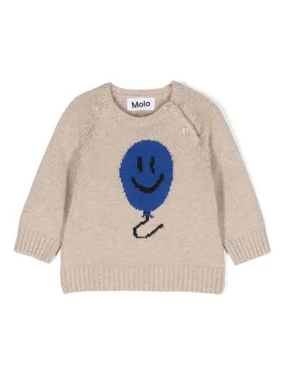 Molo Babies' Smiley Balloon-intarsia Jumper In Neutrals