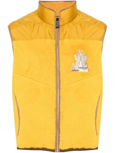 Moncler Fleece Down Gilet In Yellow