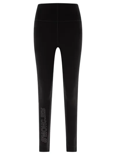 Moncler Grenoble Leggings In Technical Nylon In Black