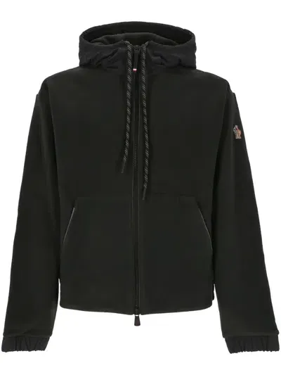 Moncler Polartec Down Zip-up Cardigan Jacket In Black