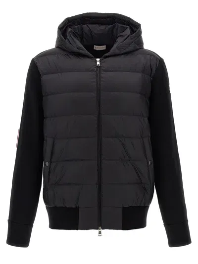 Moncler Quilted Shell And Wool Jacket In Blue