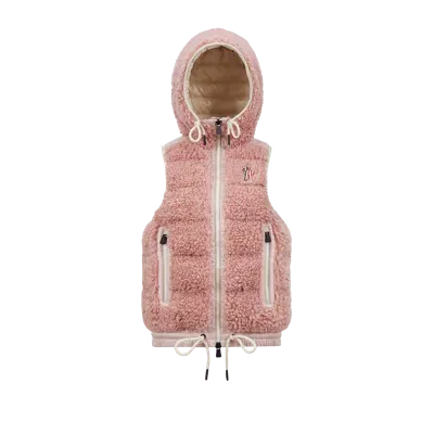 Moncler Padded Teddy Zip-up Vest Pink