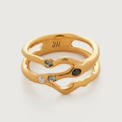 Monica Vinader Gold Galaxy Diamond Pre-stacked Ring Diamond