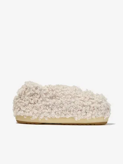 Moon Boot Kids' Faux-fur Flat Slippers In Gold