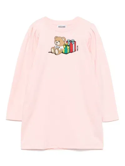 Moschino Kids' Graphic Print Dress In Pink