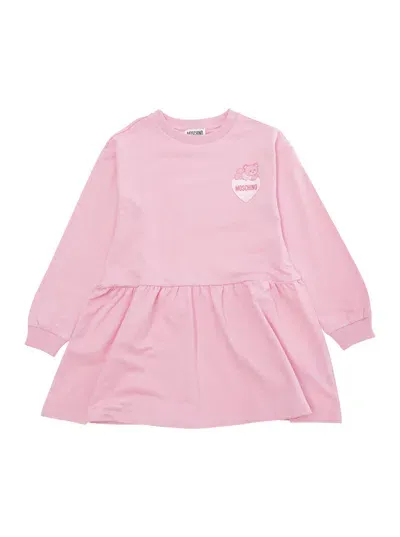 Moschino Kids' Logo-print Jersey Dress In Pink