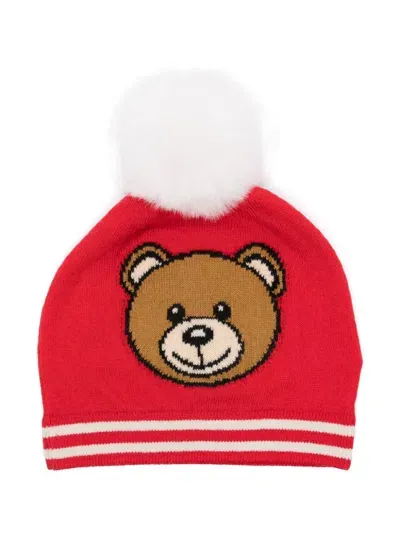 Moschino Babies' Logo-intarsia Beanie In Red