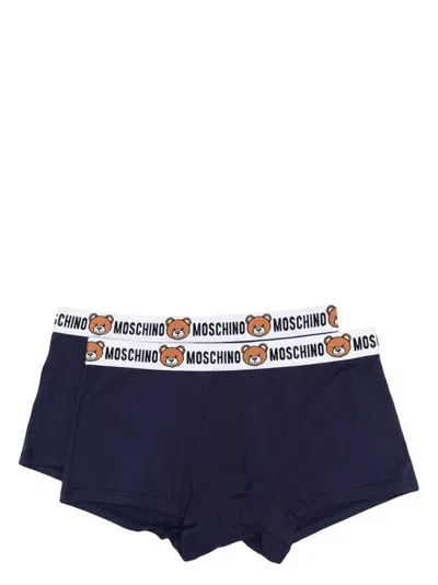 Moschino Teddy Bear Waistband Boxers (set Of Two) In Blue