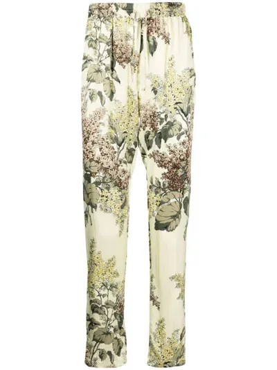 Mouty Floral-print Drawstring Track Pants In Yellow