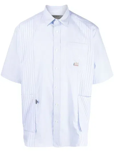 Musium Div. Stripe-pattern Short-sleeve Shirt In Blau