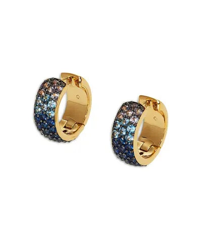 Nadri Nano Crystal & Stone Huggie Hoop Earrings In 18k Gold Plated & Ruthenium Plated In Multi