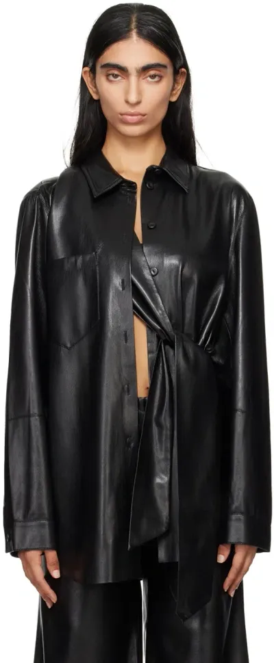 Nanushka Black Ileka Vegan Leather Shirt