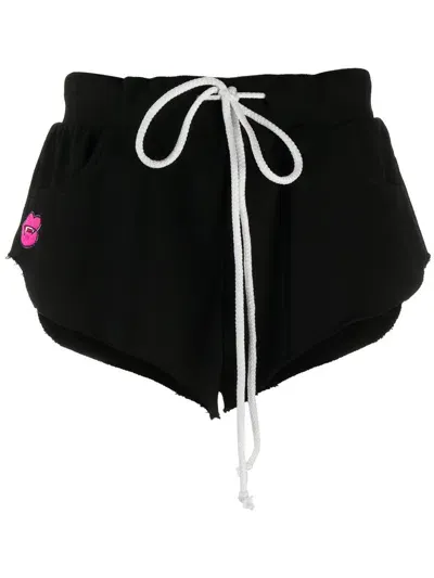 Natasha Zinko Fang-patch Cotton Shorts In Black