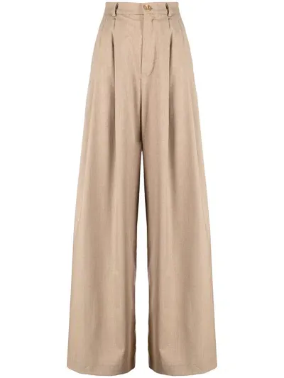 Natasha Zinko High-waisted Wide-leg Trousers In Brown