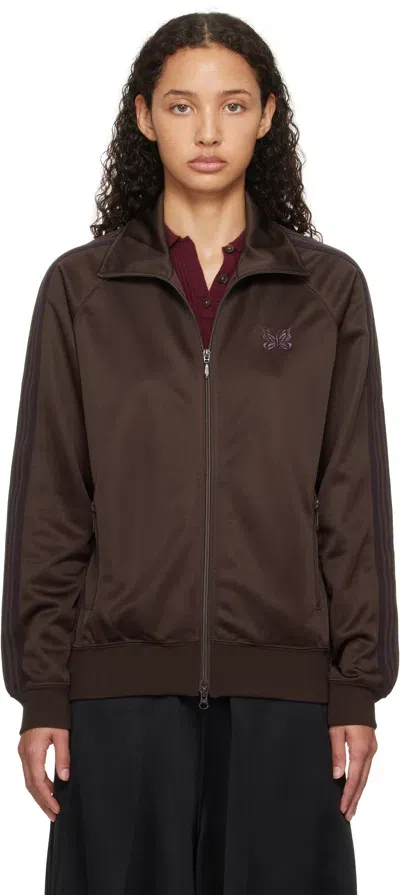 Needles Brown Embroidered Track Jacket In B-dk.brown