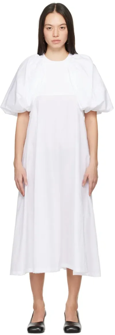 Noir Kei Ninomiya White Puff Sleeve Midi Dress