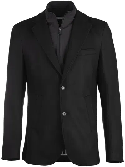 Norwegian Wool Layered-design Cashmere Blazer In Black