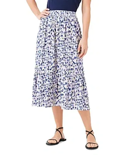 Nzt Nic+zoe Abstract Ikat Tiered Midi Skirt In Indigo Multi