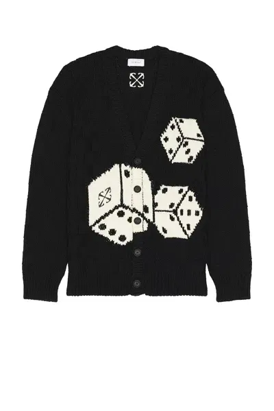 Off-white Crystal Dices Knit Cardigan In Black