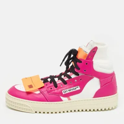 Pre-owned Off-white Fuchsia/white Leather 3.0 Off Court Sneakers Size 39 In Pink