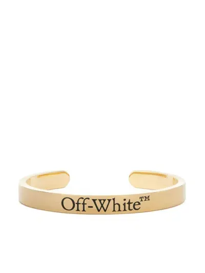 Off-white Logo-engraved Cuff Bracelet In Gold