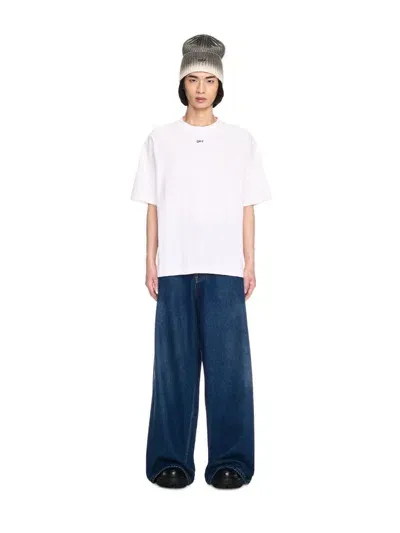 Off-white Medium Blue Script Wide Denim Pants