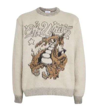 Off-white Mohair-blend Dragon Sweater In Neutrals