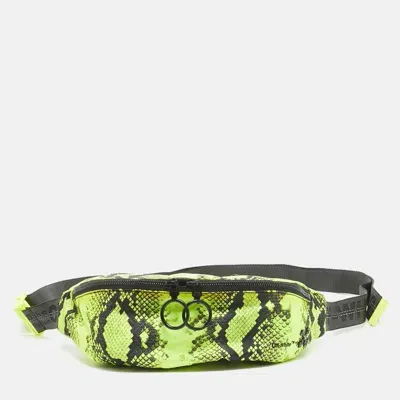 Pre-owned Off-white Neon Green/black Python Print Nylon Fanny Pack Belt Bag