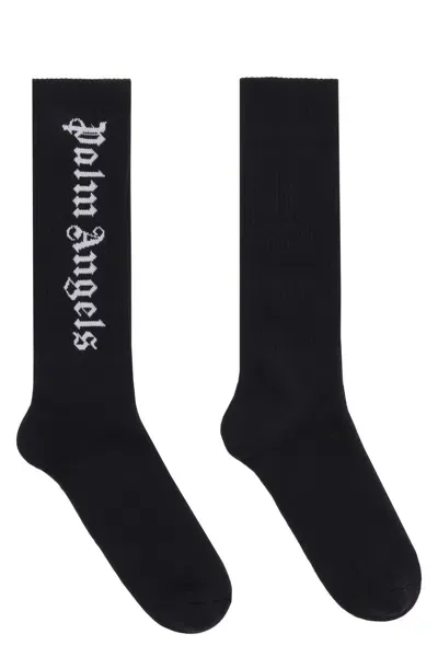 Palm Angels Cotton Socks In Black