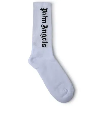 Palm Angels White Cotton Blend Vertical Socks