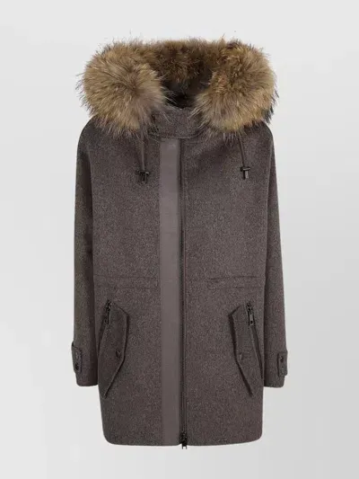 P.a.r.o.s.h Hooded Parka Fur Trim In Grey