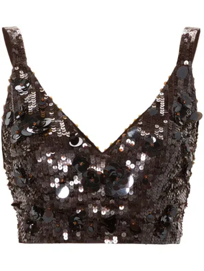 P.a.r.o.s.h Sequined Top In Brown