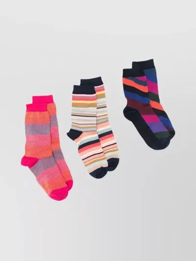 Paul Smith Swirl Pattern Ankle-length Cotton Blend Socks In Pink