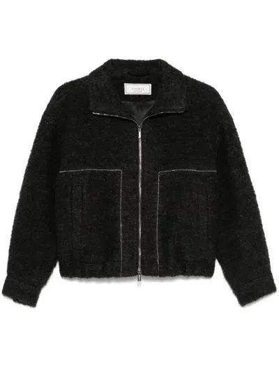 Peserico Bouclé Bomber Jacket In Black