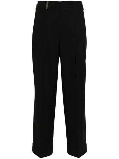 Peserico Pressed-crease Tailored Trousers In Black