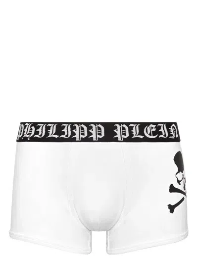 Philipp Plein Skull&bones Logo-print Boxer Briefs In White